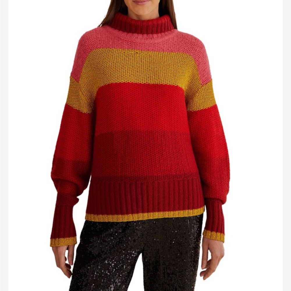 FARM RIO Shiny Stripes Knit Sweater NWT - Picture 2 of 10